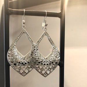 Beautiful silver with small rhinestones.